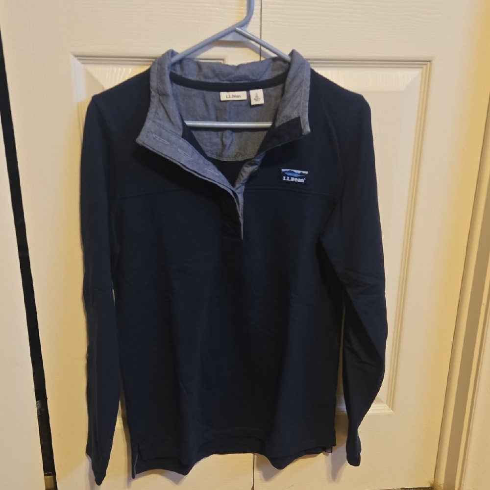 L.L. Bean Dark Blue Quarter Button Pullover